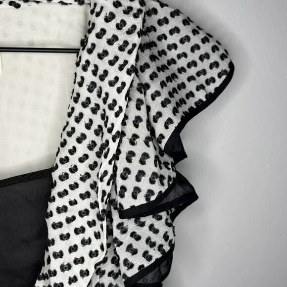 Zac Posen Silk Chiffon Swiss Dot 40’s Style Sheath Dress Black Cream 6 - Picture 7 of 12